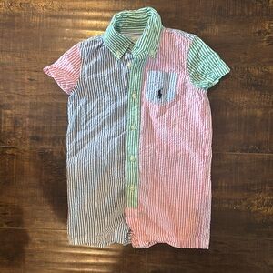 Ralph Lauren Seersucker Onesie 9m